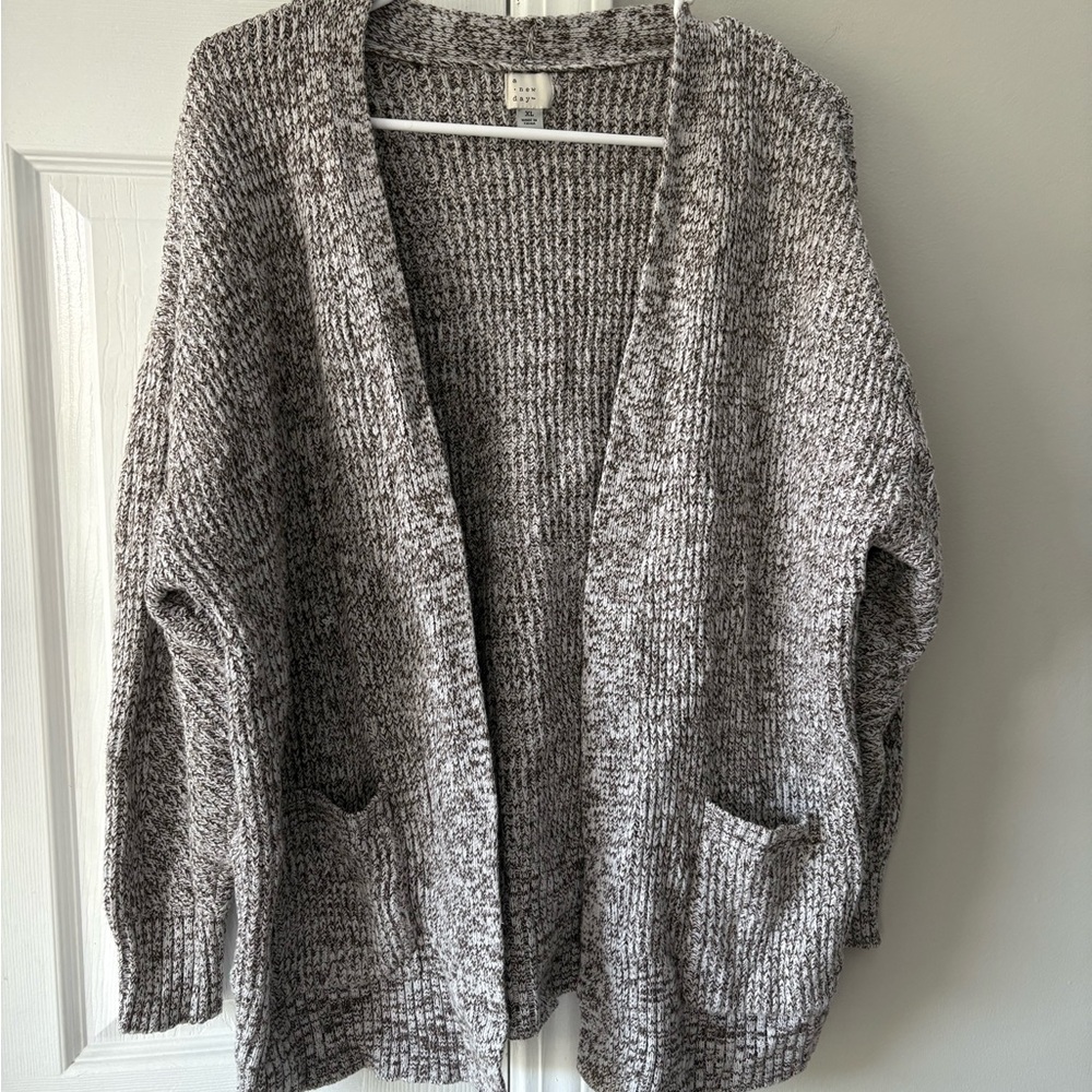 a new day Textured Gray Open-Front Cardigan